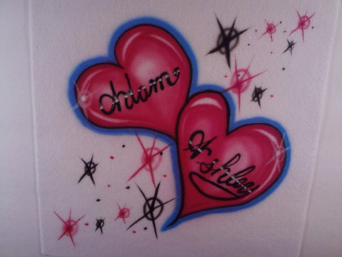 Airbrushed Couples Heart Name Design T-Shirt or Hoodie - Perfection Airbrushing