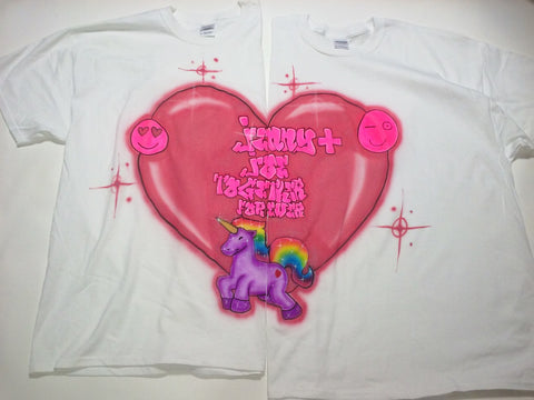 Airbrushed Custom Couples "Together Forever" V-DAY TShirt or Hoodie Set - Perfection Airbrushing