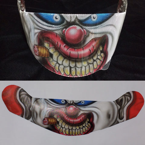 Evil Clown Airbrushed Helmet Shield Graphic - Perfection Airbrushing