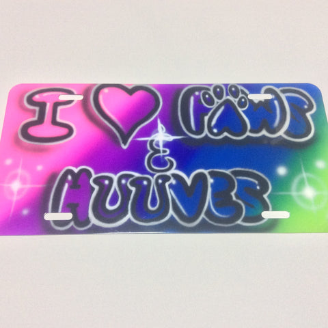 "I love Paws and Hooves" License Plate TAG - Perfection Airbrushing