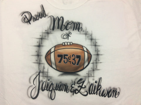 Proud Football MOM Design on TShirt or Hoodie Youth or Adult - Perfection Airbrushing