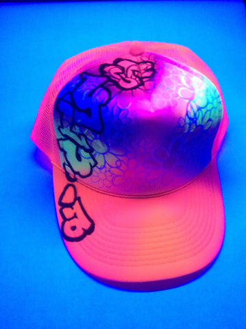 BLACK LIGHT Graffitti Flower hat - Perfection Airbrushing