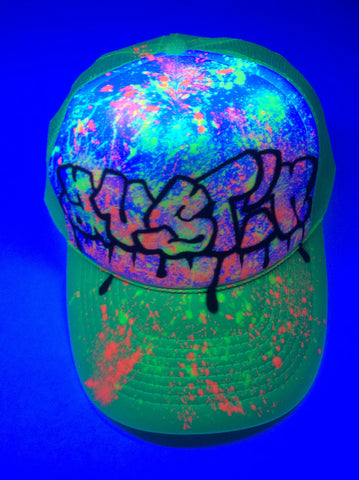 BLACK LIGHT Graffitti Paint Splatter hat - Perfection Airbrushing