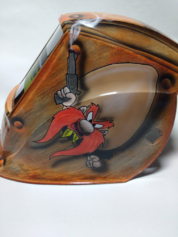 Airbrushed WELDING Helmet Yosemite Sam Rusty Rivet Steel - Perfection Airbrushing