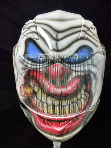 Evil Clown Motorcycle Helmet with VIEWTHRU Shield Graphic - Perfection Airbrushing