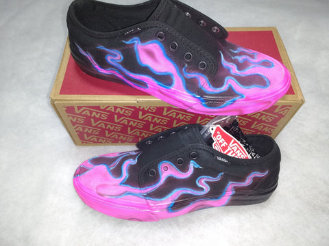 Pink and Blue Smoke/flames Vans - Perfection Airbrushing