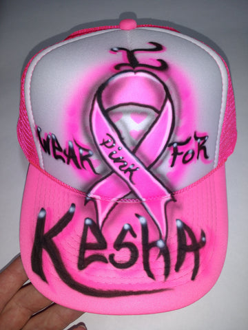 I Wear PINK For Breast Cancer Awareness hat - Perfection Airbrushing