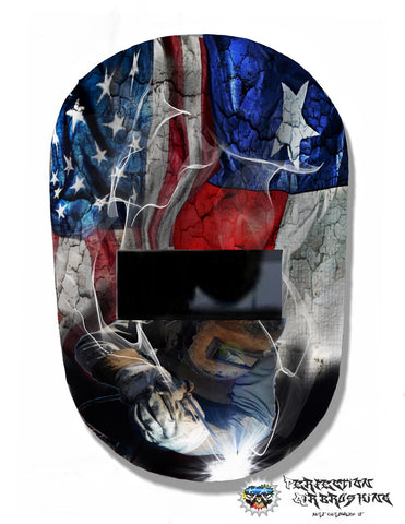 American and Texas flag WELDING Helmet - Perfection Airbrushing