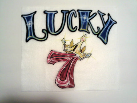 Lucky #7 Design on TShirt or Hoodie Youth or Adult - Perfection Airbrushing