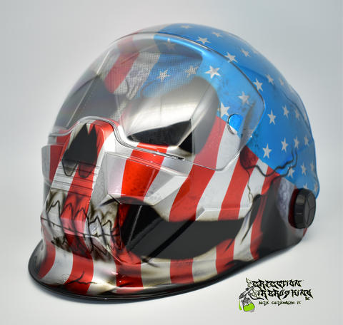 Chrome Patriot Skull ESAB Sentinel A50 WELDING Helmet - Perfection Airbrushing