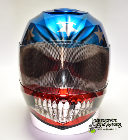 Patriot SKULL Simpson Racing or Motorcycle Helmet - Perfection Airbrushing