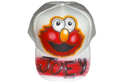 Airbrushed Custom Elmo Trucker Hat Snapback YOUth and Teen/Adult sizes - Perfection Airbrushing