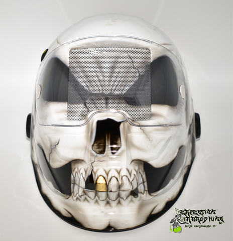 Gold Tooth Skull ESAB Sentinel Welding Helmet - Perfection Airbrushing