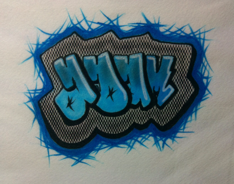 Airbrushed Custom Graffiti Name Design TShirt or Hoodie Youth or Adult - Perfection Airbrushing