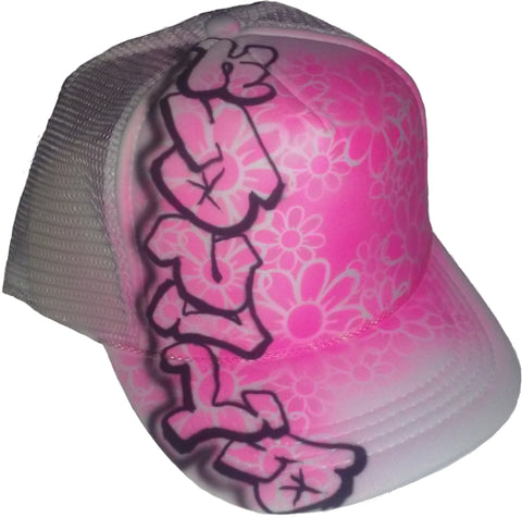 Airbrushed Custom GRAFFITI Flower hat - Perfection Airbrushing