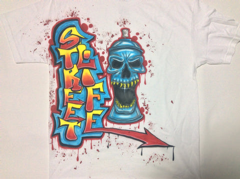 "STREET LIFE" GRAFFITI Skull Spray Can TShirt or Hoodie - Perfection Airbrushing