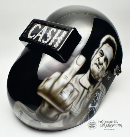 Johnny Cash Themed Welding Helmet - Perfection Airbrushing