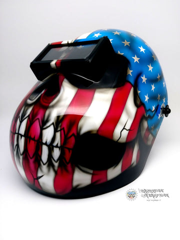 Patriot Skull Pipeline Edition Welding Helmet - Perfection Airbrushing