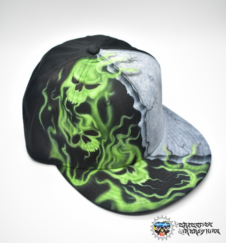 Airbrushed Smoking Skulls Hat - Perfection Airbrushing