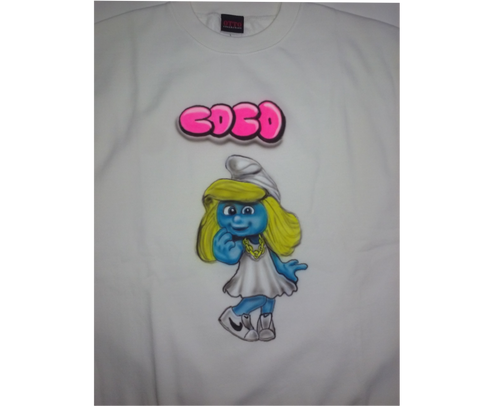 Airbrushed SMURFETTE Design Tshirt or Hoodie Youth or Adult - Perfection Airbrushing